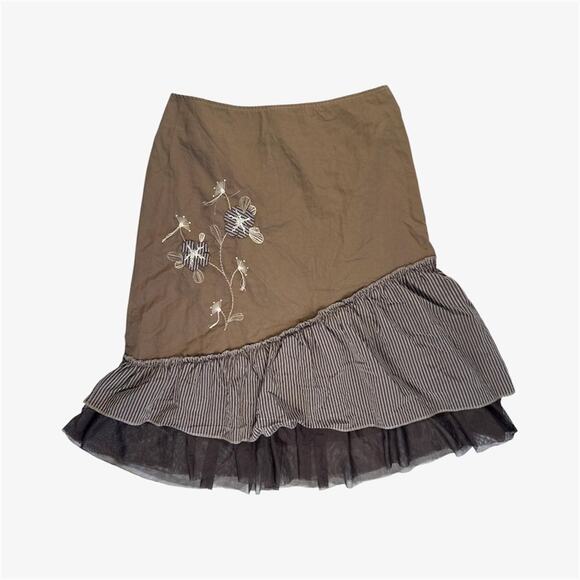 Whimsygoth asymetrical brown midi skirt euro vintage - Picture 1 of 7